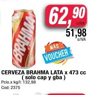 Maxiconsumo Brahma Cerveza lata x 473cc ( solo cap y gba) oferta