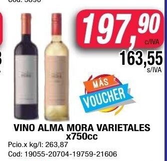 Maxiconsumo Vino Alma Mora Varietales x 750cc oferta