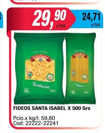 Maxiconsumo Fideos Santa Isabel x 500grs oferta