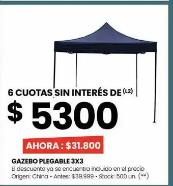 Walmart Gazebo plegable 3x3 oferta