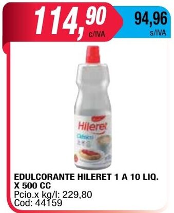 Maxiconsumo Hileret Edulcorante 1 A 10 Liq x 500cc oferta
