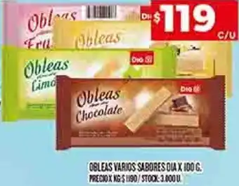 Supermercados DIA Obleas Varios Sabores Dia 100g oferta