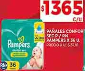 Supermercados DIA Pañales Confort Sec P / RN Pampers 36u oferta