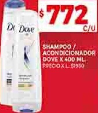Supermercados DIA Shampoo/Acondicionador Dove 400ml oferta