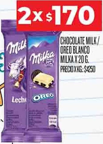 Supermercados DIA Chocolate Milk/Oreo Blanco Milka 2x20g oferta