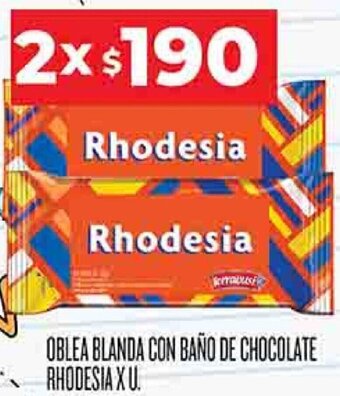Supermercados DIA Oblea Blanda con Baño de Chocolate Rhodesia oferta