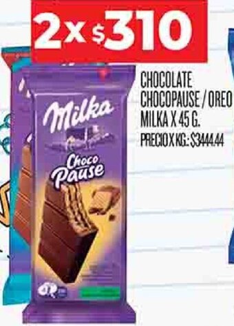 Supermercados DIA Chocolate Chocopause/Oreo Milka 2x45g oferta