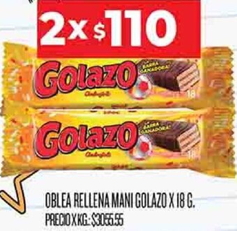 Supermercados DIA Oblea Rellena Mani Golazo 2x18g oferta