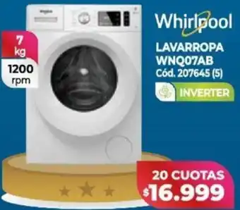 Naldo Lombardi Whirlpool Lavarropa WNQ07AB 7kg oferta
