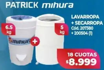 Naldo Lombardi Patrick Lavarropa + Secarropa 5kg/6,5kg oferta