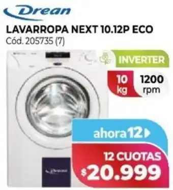Naldo Lombardi Drean Lavarropa Next 10,12P Eco 10kg oferta