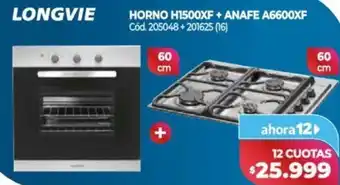 Naldo Lombardi Longvie Horno H1500XF + Anafe A6600XF 60cm oferta