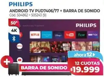 Naldo Lombardi Philips Android TV PUD7406/77 + Barra de Sonido 50" oferta