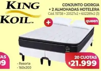 Naldo Lombardi King Koil Conjunto Giorgia + 2 Almohadas Hotelera Queen oferta