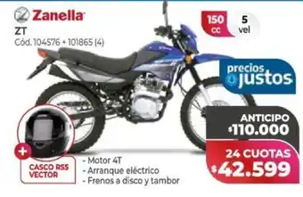 Naldo Lombardi Zanella ZT 150cc + Casco RS5 Vector oferta