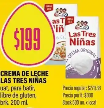Supermercados Vea Crema de Leche Las Tres Niñas 200ml oferta