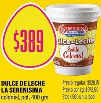 Supermercados Vea Dulce de Leche La Serenísima 400g oferta