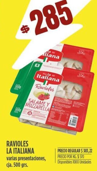 Supermercados Vea Ravioles La Italiana 500g oferta