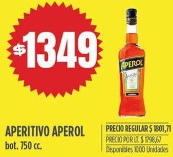 Supermercados Vea Aperitivo Aperol 750cc oferta