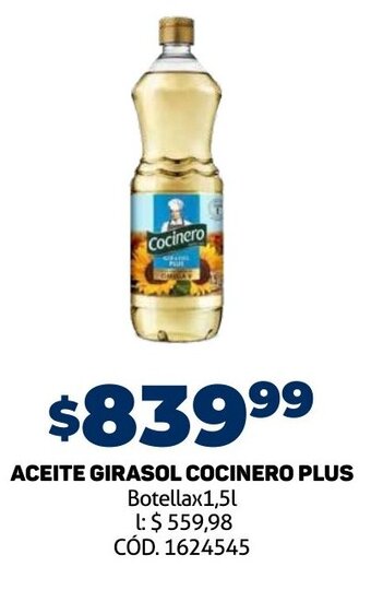Makro Aceite Girasol Cocinero Plus 1,5L oferta