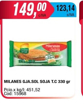 Maxiconsumo Milanes GJA.Sol Soja T.C 330gr oferta
