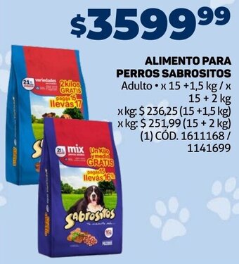 Makro Alimento para Perros Sabrositos 15+1,5kg oferta