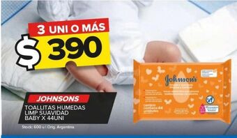 Carrefour Maxi Toallitas húmedas para bebé johnson's baby x 44uni oferta