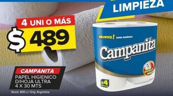 Carrefour Maxi Papel higiénico campanita d/h ultra 4 x 30m oferta
