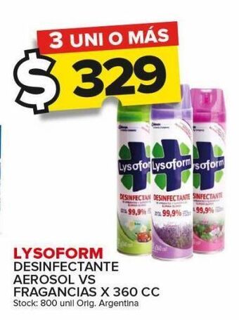 Carrefour Maxi Desinfectante lysoform aerosol vs fragancias x 360cc oferta