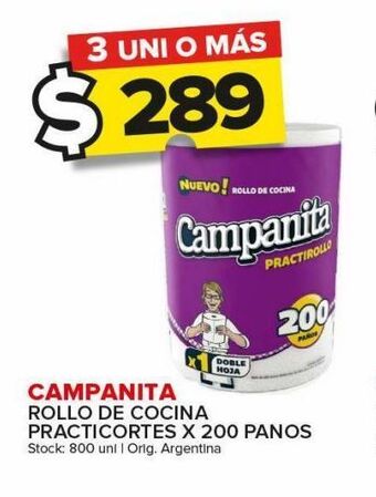 Carrefour Maxi Rollo de cocina campanita practicortes x 200paños oferta