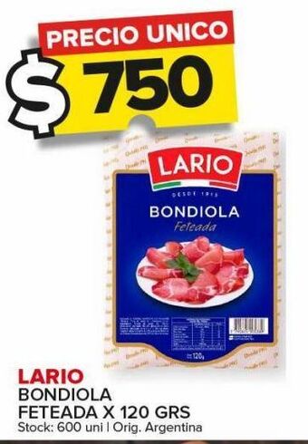 Carrefour Maxi Bondiola lario feteada x 120g oferta