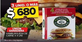 Carrefour Maxi Hamburguesa de carne unión ganadera x 4 uni oferta