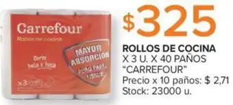 Carrefour Carrefour Rollos de Cocina 3u x 40 Paños oferta