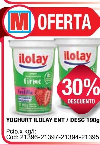 Maxiconsumo Ilolay Yoghurt Ent / Desc 190g oferta