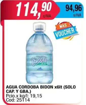 Maxiconsumo Cordoba Agua Bidon x 6lt ( Solo Cap. Y GBA) oferta