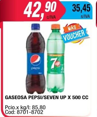 Maxiconsumo Pepsi/ Seven Up Gaseosa x 500cc oferta