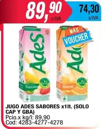 Maxiconsumo Ades Jugo Sabores x 1lt (Solo cap Y GBA) oferta