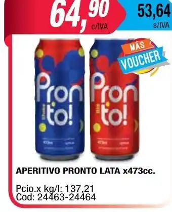 Maxiconsumo Pronto Aperitivo Lata x473cc oferta