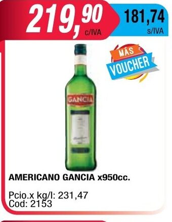 Maxiconsumo Gancia Americano x 950cc oferta