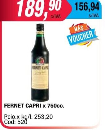 Maxiconsumo Fernet Capri x 750cc oferta