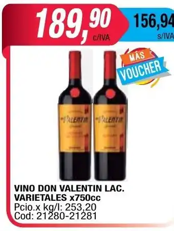 Maxiconsumo Don Valentine Vino LAC. varietales x 750cc oferta