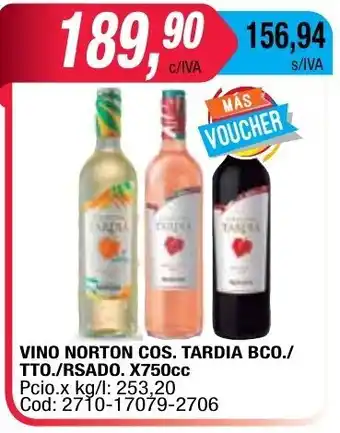 Maxiconsumo Tarda BCO Vino Norton Cos./TTO./RSADO. x750cc oferta