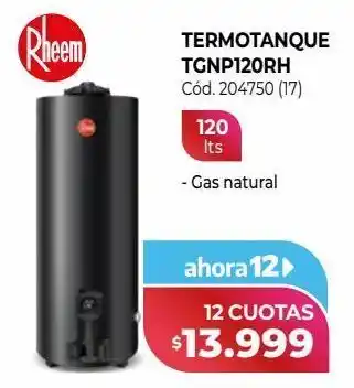 Naldo Lombardi Rheem termotanque tgnp120rh oferta