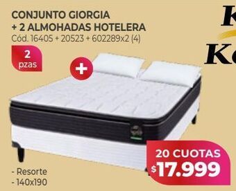 Naldo Lombardi King koil conjunto giorgia + 2 almohadas hotelera oferta