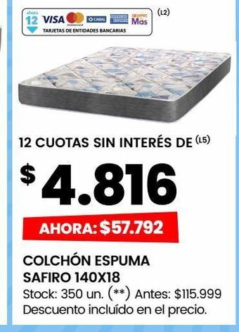 Changomas Colchón espuma safiro 140x18 oferta