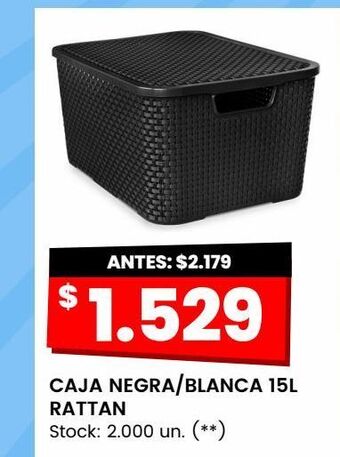 Caja negra/blanca 15l rattan