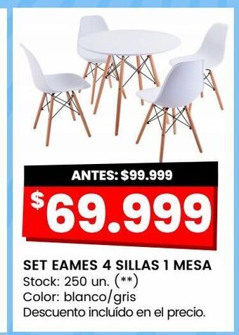 Changomas Set eames 4 sillas 1 mesa oferta