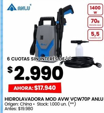 Changomas Hidrolavadora mod avw vcw70p anlu oferta