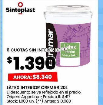 Changomas Látex interior cremar 20l oferta