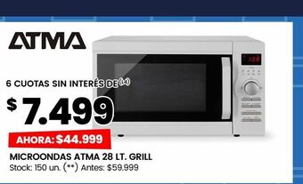 Changomas Microondas atma 28 lt. grill oferta